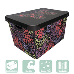 Maqio 22 Litre Plastic Storage IML Print Garden Flowers Décor Box - Maqio