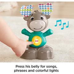 Fisher-Price Linkimals Interactive Baby Toy Lights & Sounds Musical Moose (FLAT DEMO BATTERIES)