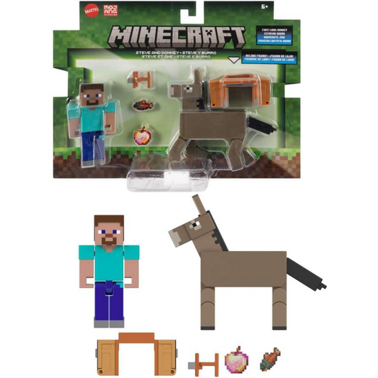 Minecraft Steve and Donkey Figure Pack