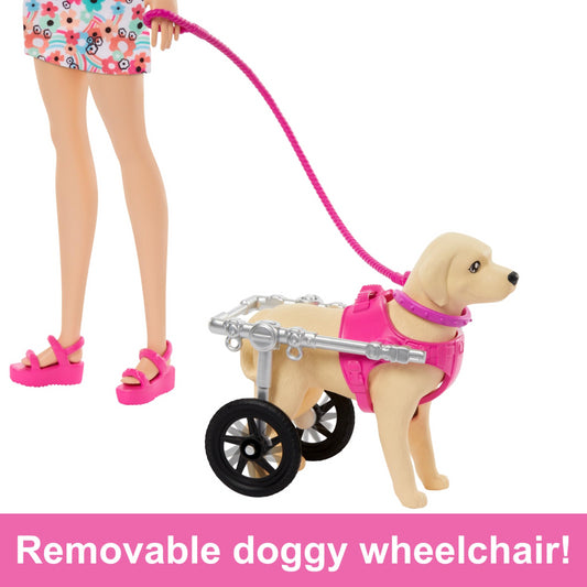 Barbie You Can Be Anything HTK37 PUPPIES and PET WHEELCHAIR Playset