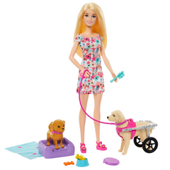 Barbie You Can Be Anything HTK37 PUPPIES and PET WHEELCHAIR Playset