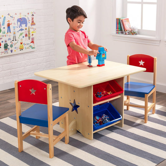 KidKraft Star Wooden Table & 2 Chair Set with Storage Bin for Toys