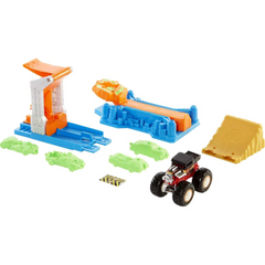 Hot Wheels Monster Trucks Launch & Bash Play Set with Launcher & 4 Crushed Cars