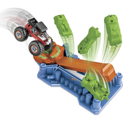 Hot Wheels Monster Trucks Launch & Bash Play Set with Launcher & 4 Crushed Cars