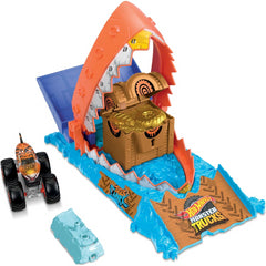 Hot Wheels Monster Trucks Tiger Shark Treasure Chomp Vehicle and Track Playset