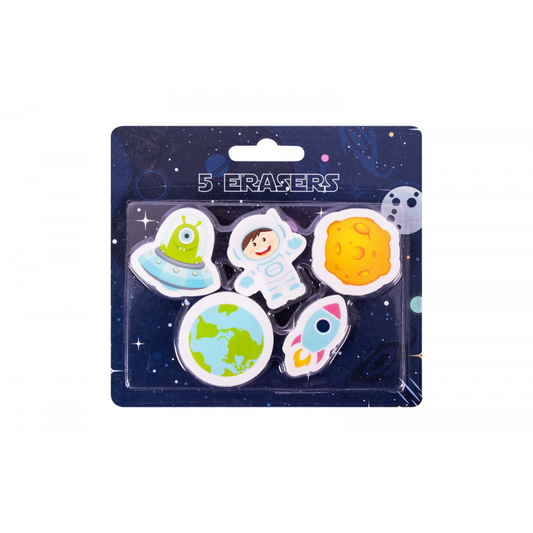Oodles Space Novelty Erasers Pack of 5