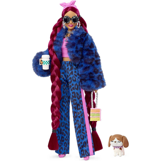 Barbie Extra Fashion Doll with Burgundy Braids and Furry Jacket