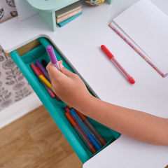 KidKraft Grow Together Pocket Adjustable Desk with Hutch & Chair Natural Colour
