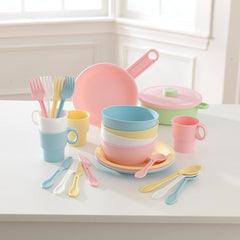 KidKraft 27-Piece Pastel Cookware Kitchen Utensil Set Playset