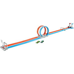 Hot Wheels Two-Track Looping and Straight Parts Large Loopings & 2 Toy Vehicles