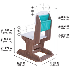KidKraft Grow Together Pocket Adjustable Desk & Chair - Grey Ash Colour
