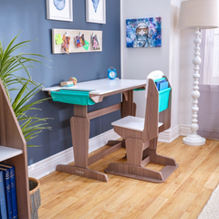 KidKraft Grow Together Pocket Adjustable Desk & Chair - Grey Ash Colour