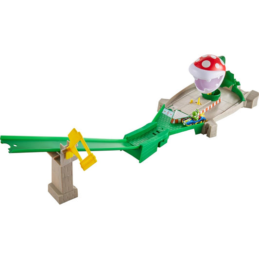 Hot Wheels Mario Kart Piranha Plant Slide Track Set With Yoshi 1:64 Vehicle
