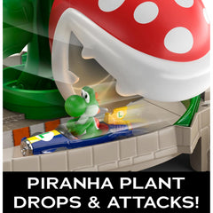 Hot Wheels Mario Kart Piranha Plant Slide Track Set With Yoshi 1:64 Vehicle
