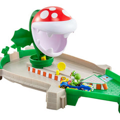Hot Wheels Mario Kart Piranha Plant Slide Track Set With Yoshi 1:64 Vehicle