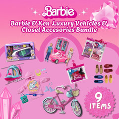 Barbie & Ken Luxury Vehicles and Closet With Extra Accessories Bundle
