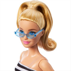 Barbie Fashionista Doll Blonde with Striped Top Pink Skirt 65th Anniversary