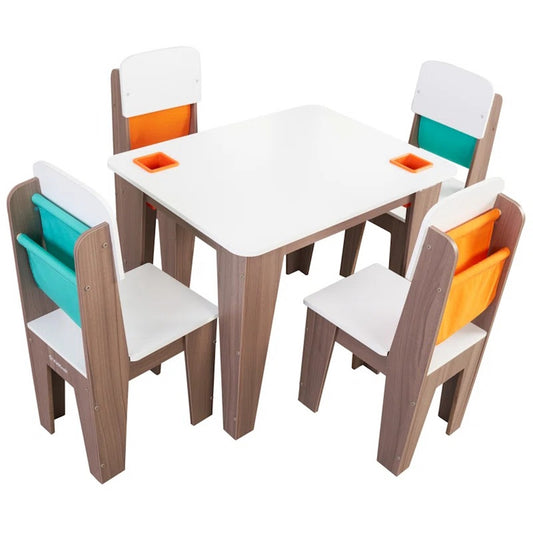 KidKraft Pocket Storage Table and 4 Chairs - Grey Ash (Collection Only)