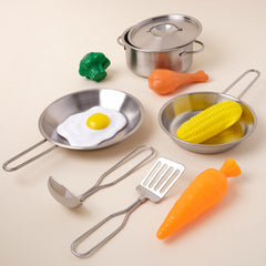 KidKraft Deluxe Metal Cookware Set with Toy Food Pots and Pans