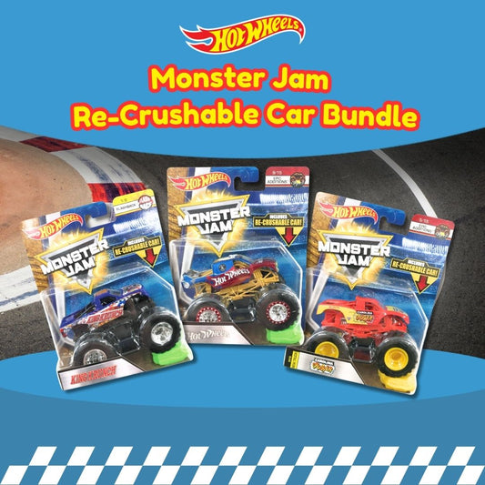 Hot Wheels Monster Jam Re-Crushable Car Bundle