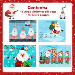 Abeec Christmas Jingle 6 Large Vertical Christmas Gift Bags Set