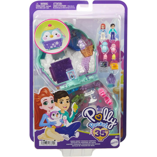 Polly Pocket Dolls Playset with Fidget Exterior Snow Sweet Penguin Compact