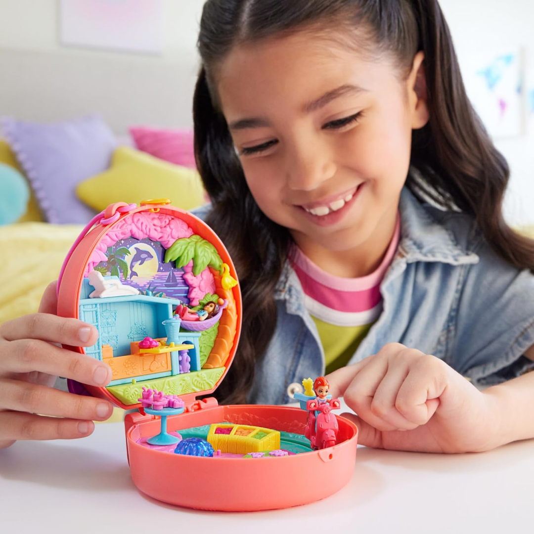 Polly Pocket Dolls Playset Adventure Moped Compact Travel Toy Maqio