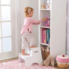 KidKraft Two Step Wooden Step Stool in White For Kids