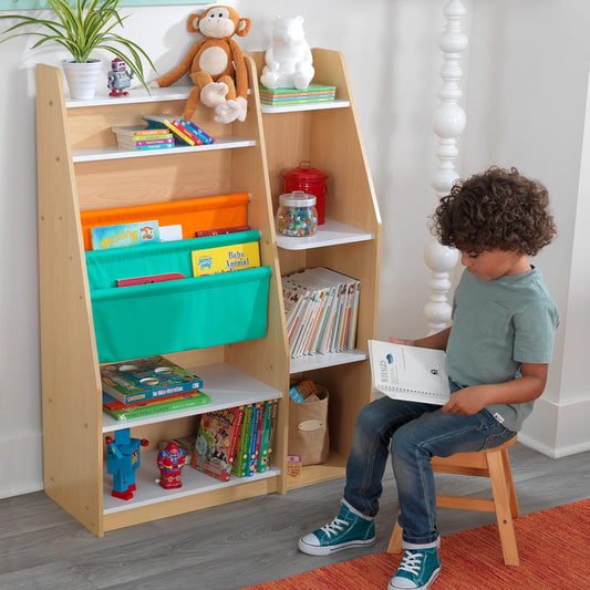 KidKraft Pocket Storage Bookshelf in Natural and White Colour