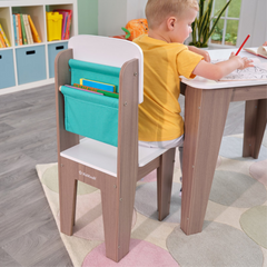 Kids 3 Piece Rectangular Activity Table and 2 Chair Set in Grey Ash Colour
