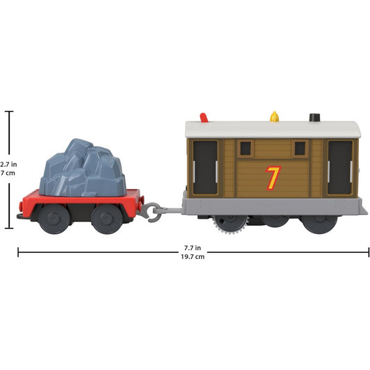 Thomas & Friends Motorized Toy Train Toby Battery-Powered Engine with Cargo Car
