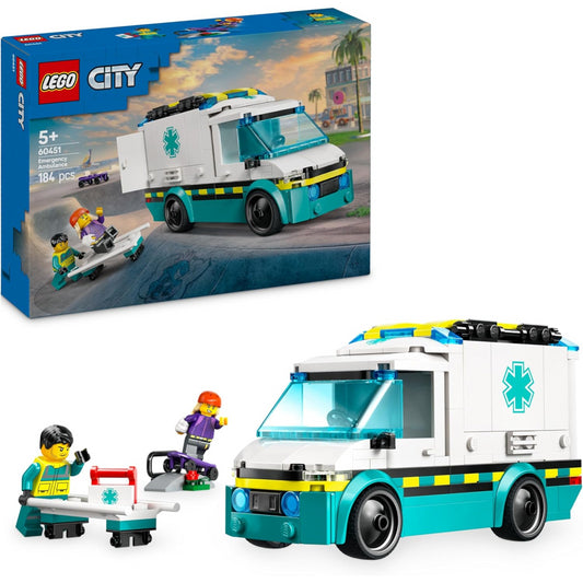 Lego City 60451 Emergency Ambulance Toy with 2 Mini Figures Construction Playset