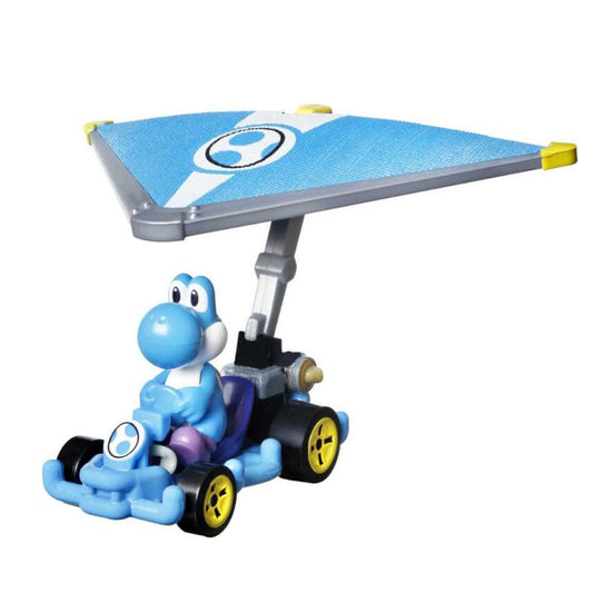Hot Wheels Mario Kart Light-Blue Yoshi with Pipe Frame and Super Glider Die-cast Vehicle