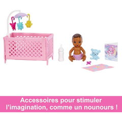 Barbie Doll Crib Playset with Skipper Sleepy Eyes Baby Sleepy Eyes Furniture