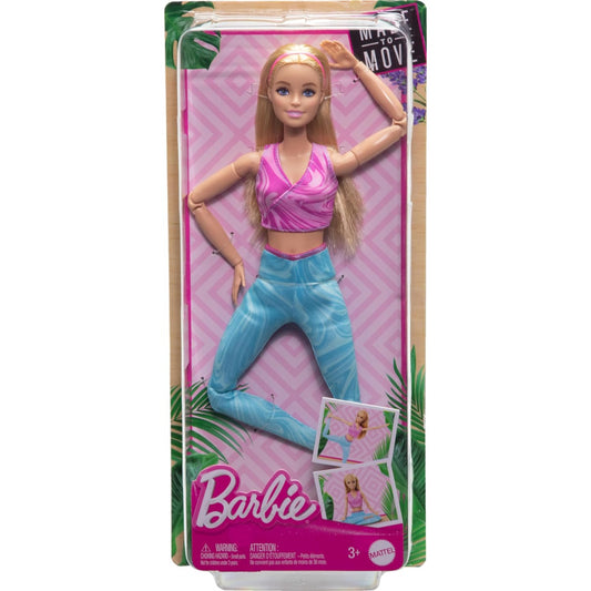 Barbie Made to Move Doll  Blonde Blue Yoga Pants and Pink Top