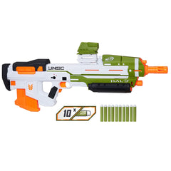 Nerf Halo MA40 Motorised Dart Blaster with Removable 10-Dart Clip and Darts (Brown Eco Packaging)