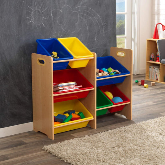 KidKraft Plastic Storage Bin Unit Toy Organiser in Natural Colour