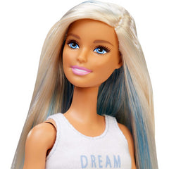Barbie Fashionista Doll Platinum Blonde Hair & Purple Stripe Skirt