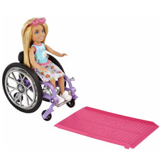 Barbie Chelsea Doll & Wheelchair with Chelsea Blonde in Skirt & Sunglasses