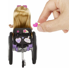 Barbie Chelsea Doll & Wheelchair with Chelsea Blonde in Skirt & Sunglasses