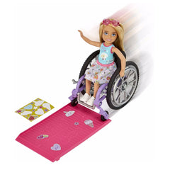 Barbie Chelsea Doll & Wheelchair with Chelsea Blonde in Skirt & Sunglasses