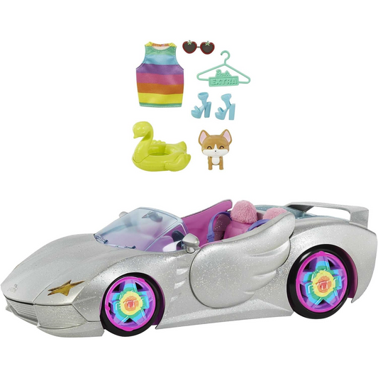 Barbie Extra Car Sparkly Silver 2-Seater Convertible