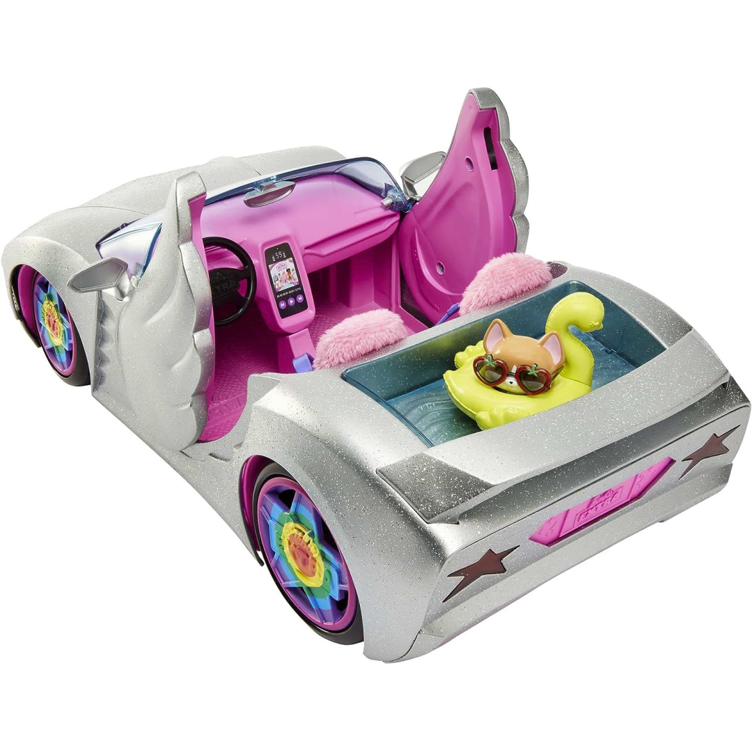 Barbie Extra Car Sparkly Silver 2 Seater Convertible Maqio
