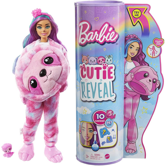 Barbie Cutie Reveal Fantasy Series Doll with Sloth Plush Costume - 10 Surprises