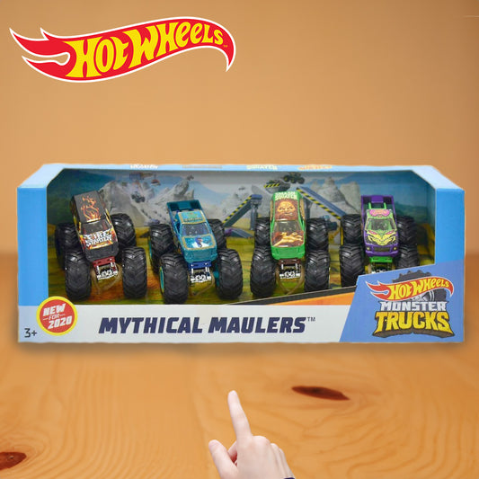 Hot Wheels Monster Trucks Mythical Maulers Set of 4 Vehicles