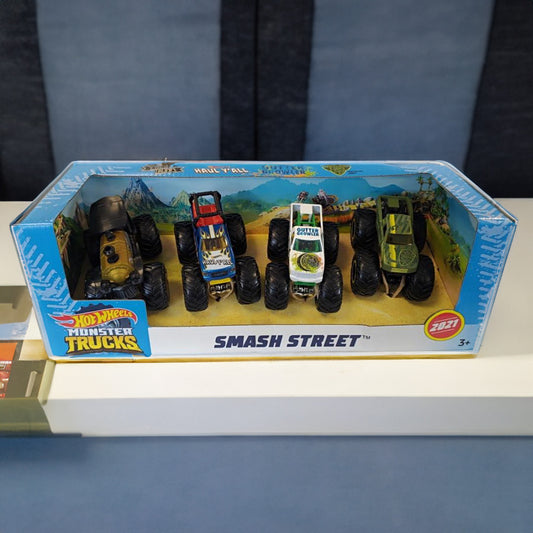 Hot Wheels Monster Trucks Smash Street Set of 4 Trucks