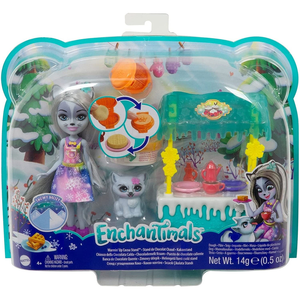 Enchantimals Warmin' Up Cocoa Stand With Hawna Husky & Whipped Cream Figures - Maqio