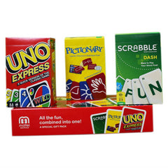 Mattel Games UNO Express, Pictionary, Scrabble Pack of 3 - Maqio