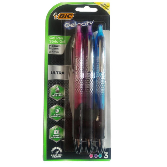 Bic Gel-ocity Ultra Medium Colour Gel Pens 3 Pack - Maqio