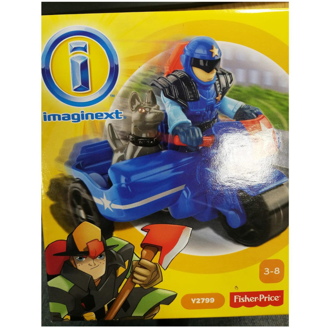 Fisher Price Y2799/X7617 Imaginext City Police Figure with Motorcycle and Dog Pl - Maqio